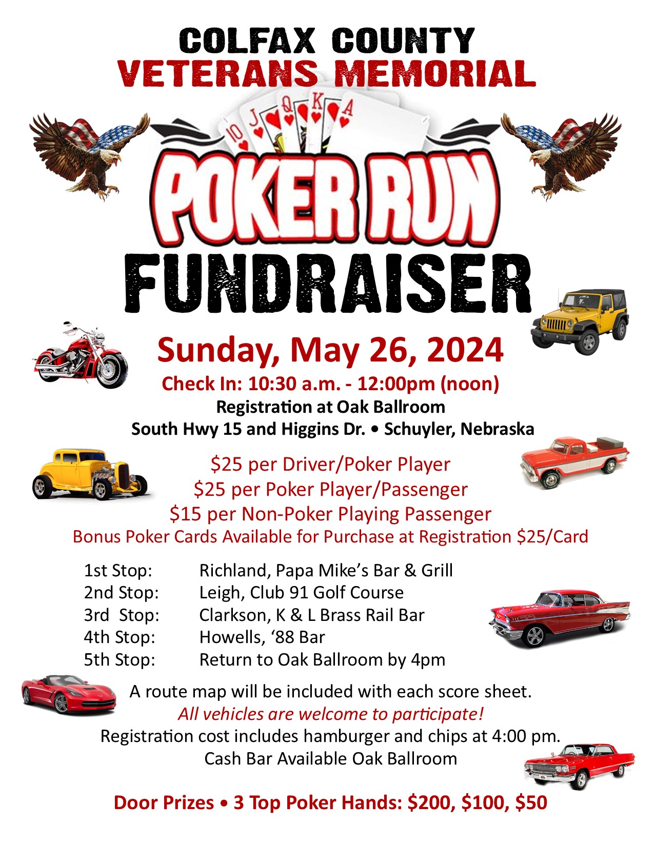 Colfax County Veterans Memorial – Poker Run Fundraiser